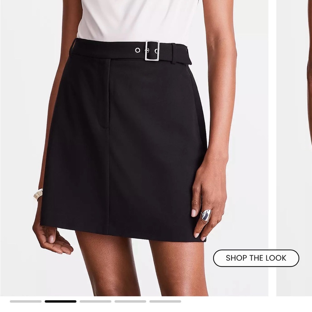 LOFT Black Mini Skirt with Belt